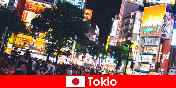 Tóquio para veranistas na cidade de luzes de néon cintilantes, a vida noturna perfeita