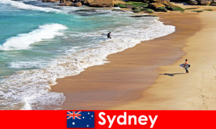 Turistas de surfe aproveitam o chute final em Sydney, Austrália